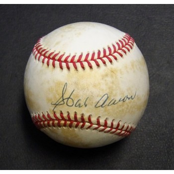 Hank Aaron Signed Rawlings National League Baseball JSA Authenticated Toned