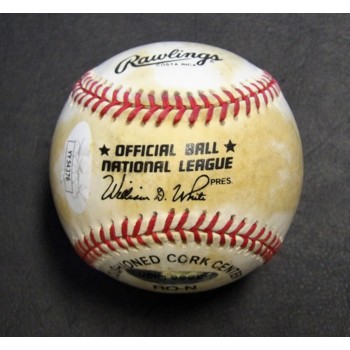 Hank Aaron Signed Rawlings National League Baseball JSA Authenticated Toned