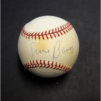 Ernie Banks Signed Rawlings National League Baseball JSA Authenticated Toned