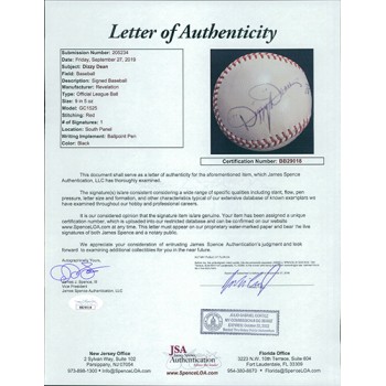 Dizzy Dean Signed Official League Baseball NM7 PSA and JSA Authenticated