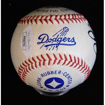 Los Angeles Dodgers Lasorda Sax Johnstone Signed Spalding Baseball JSA Authentic