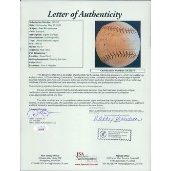 Fred Fitzsimmons Signed Spalding National League Baseball JSA Authenticated