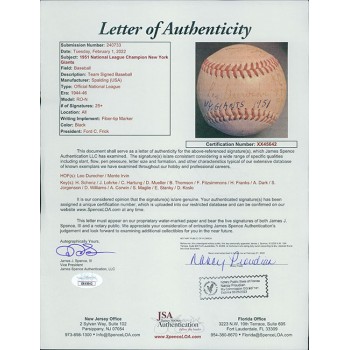 New York Giants 1951 Team Signed National League Baseball 25+ JSA Authenticated New York Giants 1951 Team Signed National League Baseball 25+ JSA Authenticated