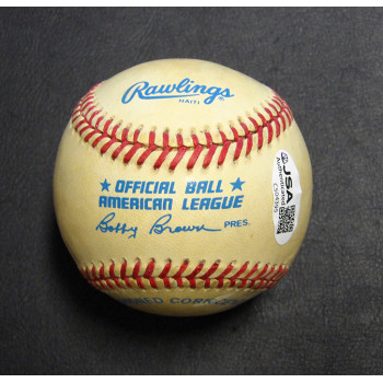 Rickey Henderson Signed Rawlings American League Baseball JSA Authentic Toned