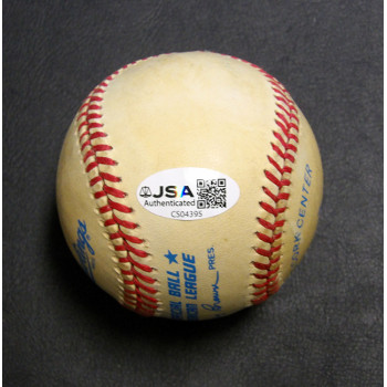 Rickey Henderson Signed Rawlings American League Baseball JSA Authentic Toned