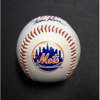 Tom Herr Signed New York Mets Logo Baseball JSA Authenticated