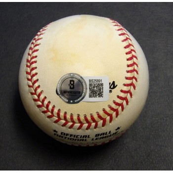 David Justice Signed Official National League Baseball Beckett Authenticated BAS