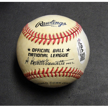 Ray Knight Signed Rawlings National League Baseball JSA Authenticated Toned