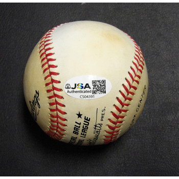 Ray Knight Signed Rawlings National League Baseball JSA Authenticated Toned