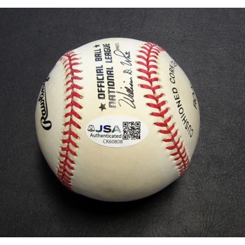 Darren Lewis Signed Official Rawlings National League Baseball JSA Authenticated