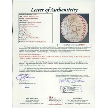 Texas Rangers 1993 Team Signed American League Baseball by 28 JSA Authenticated