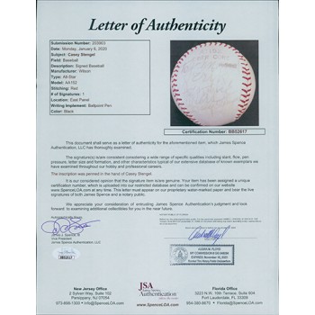 Casey Stengel Signed Wilson All-Star Baseball JSA Authenticated