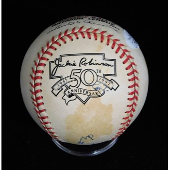 Maury Wills Signed ONLB Jackie Robinson 50th Ann. Baseball JSA Authenticated