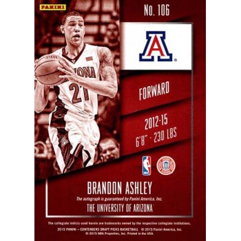 Brandon Ashley Signed 2015-16 Panini Contenders Basketball Card