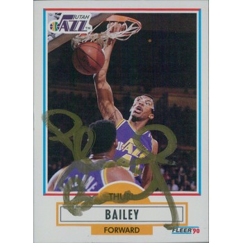 Thurl Bailey Utah Jazz Signed 1990 Fleer Card #182 JSA Authenticated