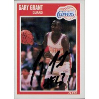 Gary Grant Los Angeles Clippers Signed 1989-90 Fleer Card #70 JSA Authenticated