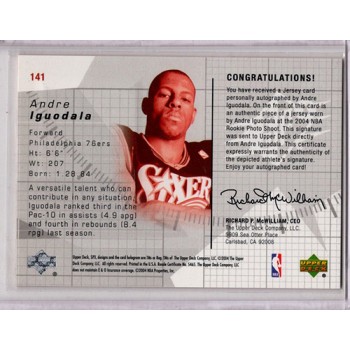 Andre Iguodala 76ers 2004-05 Upper Deck SPX Autographed Patch Card /750 #141