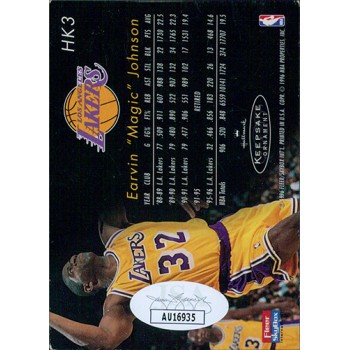 Magic Johnson LA Lakers Signed 1996 Skybox Hallmark Card #HK3 JSA Authenticated