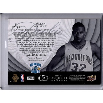Julian Wright 2007-08 Upper Deck Exquisite Autographed Patch Card /225 #63