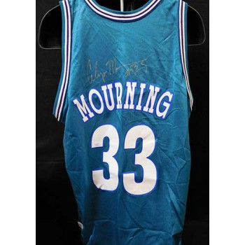 Alonzo Mourning Charlotte Hornets Signed Authentic Jersey JSA Authenticated