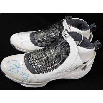 Carmelo Anthony Nuggets Signed Worn Pair Air Jordan XIX Shoes JSA Authenticated