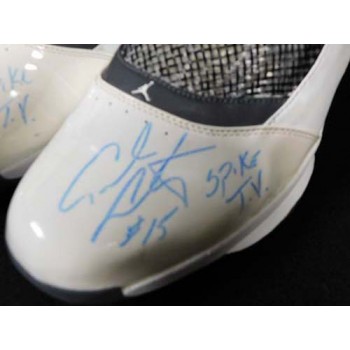 Carmelo Anthony Nuggets Signed Worn Pair Air Jordan XIX Shoes JSA Authenticated