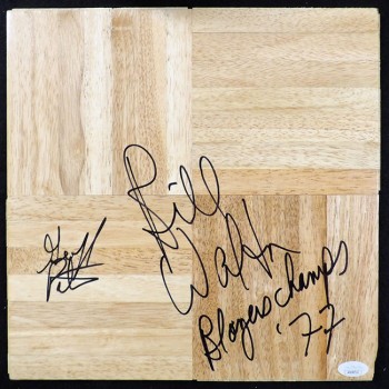 Portland Trail Blazers Bill Walton Geoff Petrie Signed 12x12 Floorboard JSA Auth
