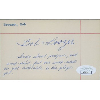 Bob Boozer Chicago Bulls Signed 3x5 Index Card JSA Authenticated