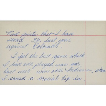 Bob Boozer Chicago Bulls Signed 3x5 Index Card JSA Authenticated