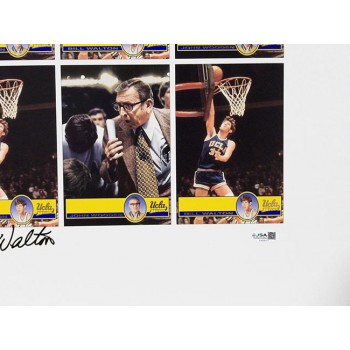 UCLA Bruins John Wooden Bill Walton Signed 25x30.5 Uncut Sheet JSA Authenticated