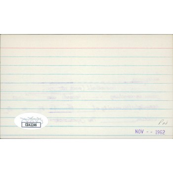 Harry Combes Illinois Fighting Illini Signed 3x5 Index Card JSA Authenticated