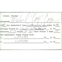 Michael Cooper Los Angeles Lakers Signed 3x5 Index Card JSA Authenticated