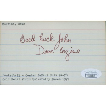 Dave Corzine Chicago Bulls Signed 3x5 Index Card JSA Authenticated Personalized