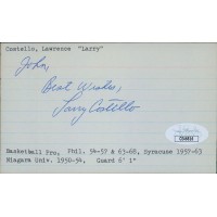 Larry Costello Niagara Purple Eagles Signed 3x5 Index Card JSA Authenticated