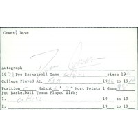 Dave Cowens Boston Celtics Signed 3x5 Index Card JSA Authenticated