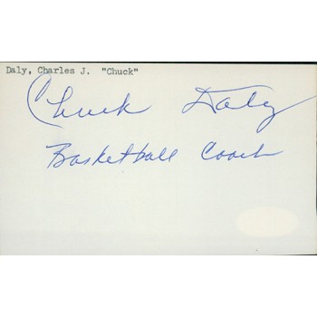 Chuck Daly Basketball Coach Signed 3x5 Index Card JSA Authenticated