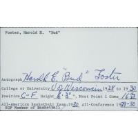Harold E. "Bud" Foster Wisconsin Signed 3x5 Index Card JSA Authenticated