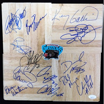 Vancouver Grizzlies 1995-96 Team Signed 12x12 Floorboard JSA Authenticated