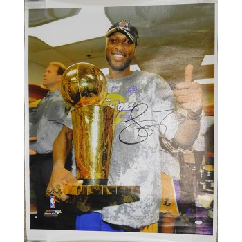 Lamar Odom Los Angeles Lakers Signed 27.5x34.5 Canvas Photo JSA Authenticated