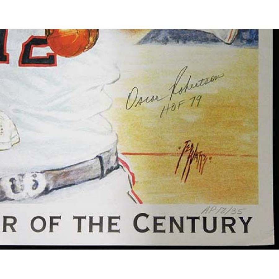 Oscar Robertson Signed College Player of The Century Lithograph JSA  Authentic