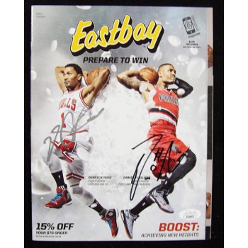 Derrick Rose And Damian Lillard Signed Eastbay Magazine JSA Authenticated