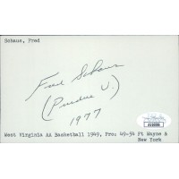 Fred Schaus Purdue Boilermakers Coach Signed 3x5 Index Card JSA Authenticated
