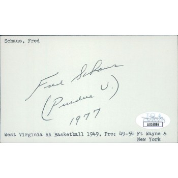 Fred Schaus Purdue Boilermakers Coach Signed 3x5 Index Card JSA Authenticated
