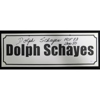 Dolph Schayes Signed 7x20 Name Plate Convention Sign JSA Authenticated