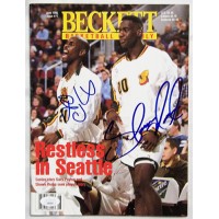 Seattle Supersonics Gary Payton Shawn Kemp Signed Beckett Magazine JSA Authentic