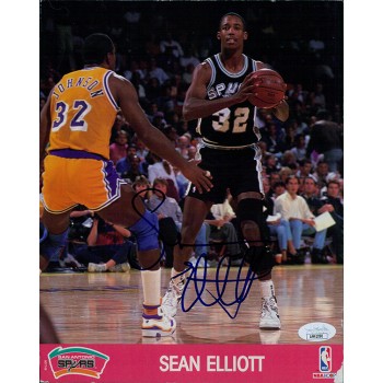 Sean Elliott San Antonio Spurs Signed 8x10 Cardstock Photo JSA Authenticated