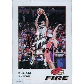 Kristin Folkl Portland Fire Signed 5x7 Cardstock Promo Photo JSA Authenticated