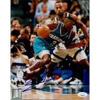 Larry Johnson Charlotte Hornets Signed 8x10 Glossy Photo JSA Authenticated