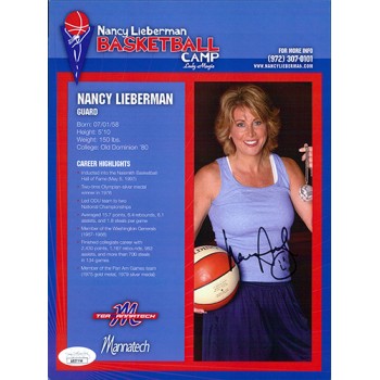 Nancy Lieberman Signed 7.5x10 Cardstock Promo Photo JSA Authenticated