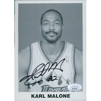 Karl Malone Utah Jazz Signed 5x7 Paper Stock Promo Photo JSA Authenticated